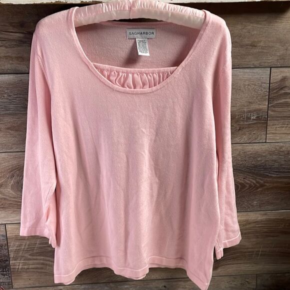 Sag Harbor Women’s Pink Sweater Top Pullover Size Large Coquette Girl - Picture 2 of 7